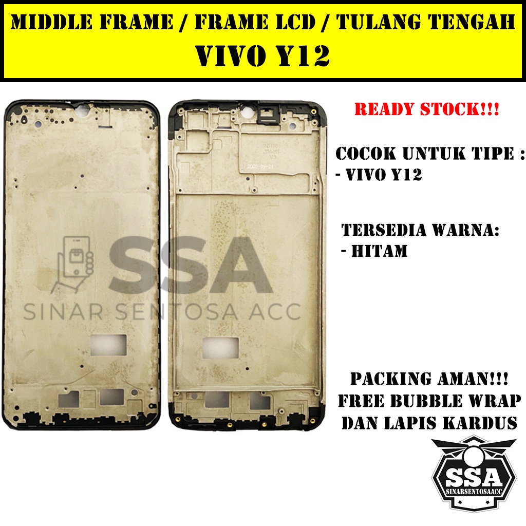 Tulang Tengah Middle Frame LCD Vivo Y12 Original 100% Tulang Casing Bezel Bezzel Bazel Handphone HP Ori Original Awet Murah Y 12
