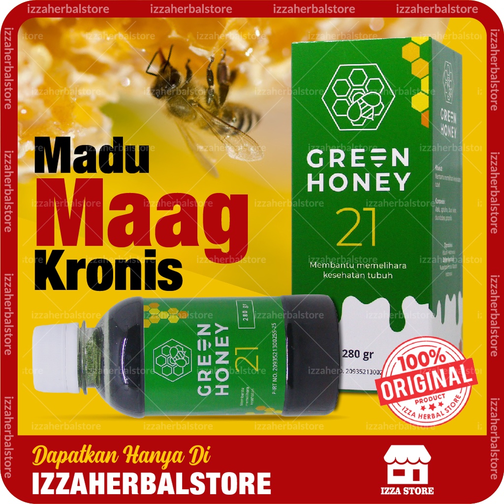 MADU HIJAU GREEN HONEY 21 - Madu Asam Lambung Maag Kronis Gerd Mual Kembung Magh Obat Lambung ORI