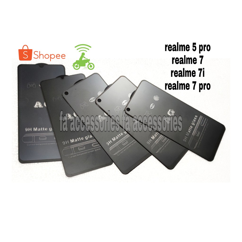 tempered matte glass realme 5pro 5 pro 7 7i 9 10 Narzo 20pro pro 5G anti gores glear anti minyakI