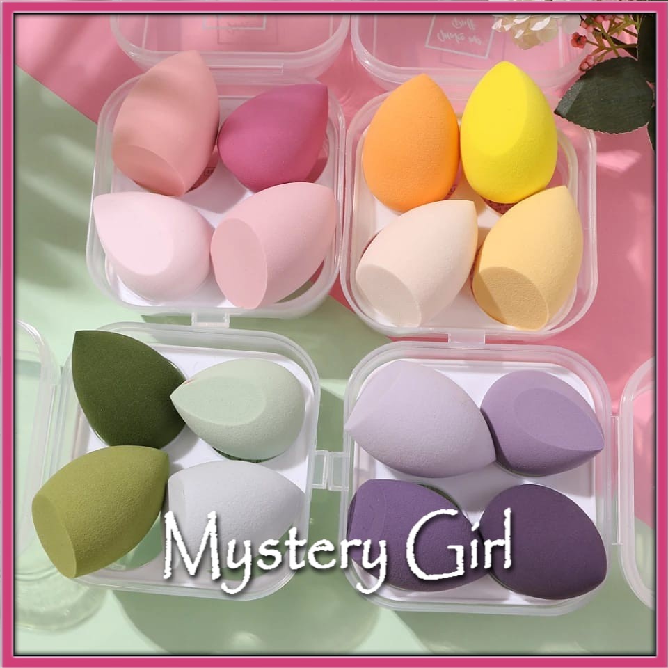 Mysterygirl - 4Pcs/Set Spons Beauty Blender Sponge Make Up Tools / Spons Blender / Spon Makeup Foundation Bedak