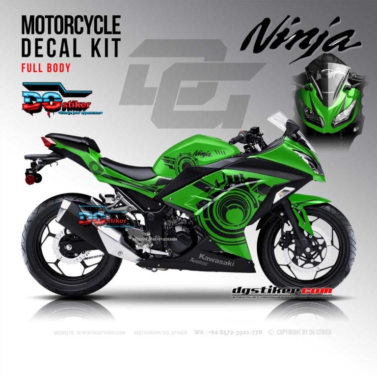 Decal Stiker Ninja 250 FI Hijau Sun Moon Tribal