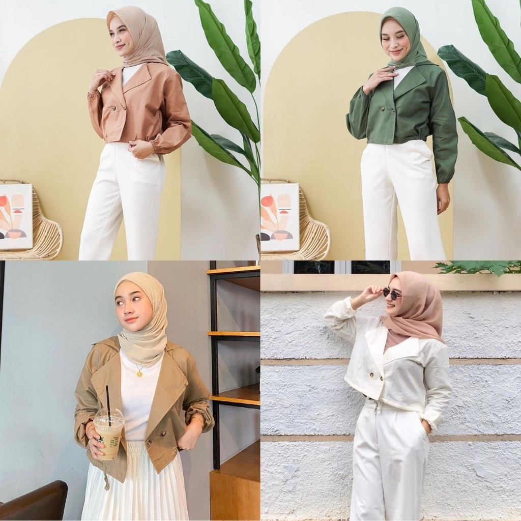 ADARA BLAZER CROP WANITA BAHAN LINEN TERBARU TARA JAKET