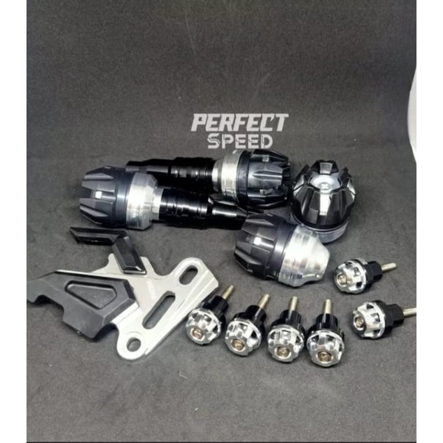 (PROMO PAKET NMAX,AEROX,LEXI) 2PCS JALU PELINDUNG KNALPOT+COVER KALIPER YAMAHA+BAUT MONEL SPAKBOR&amp;KN