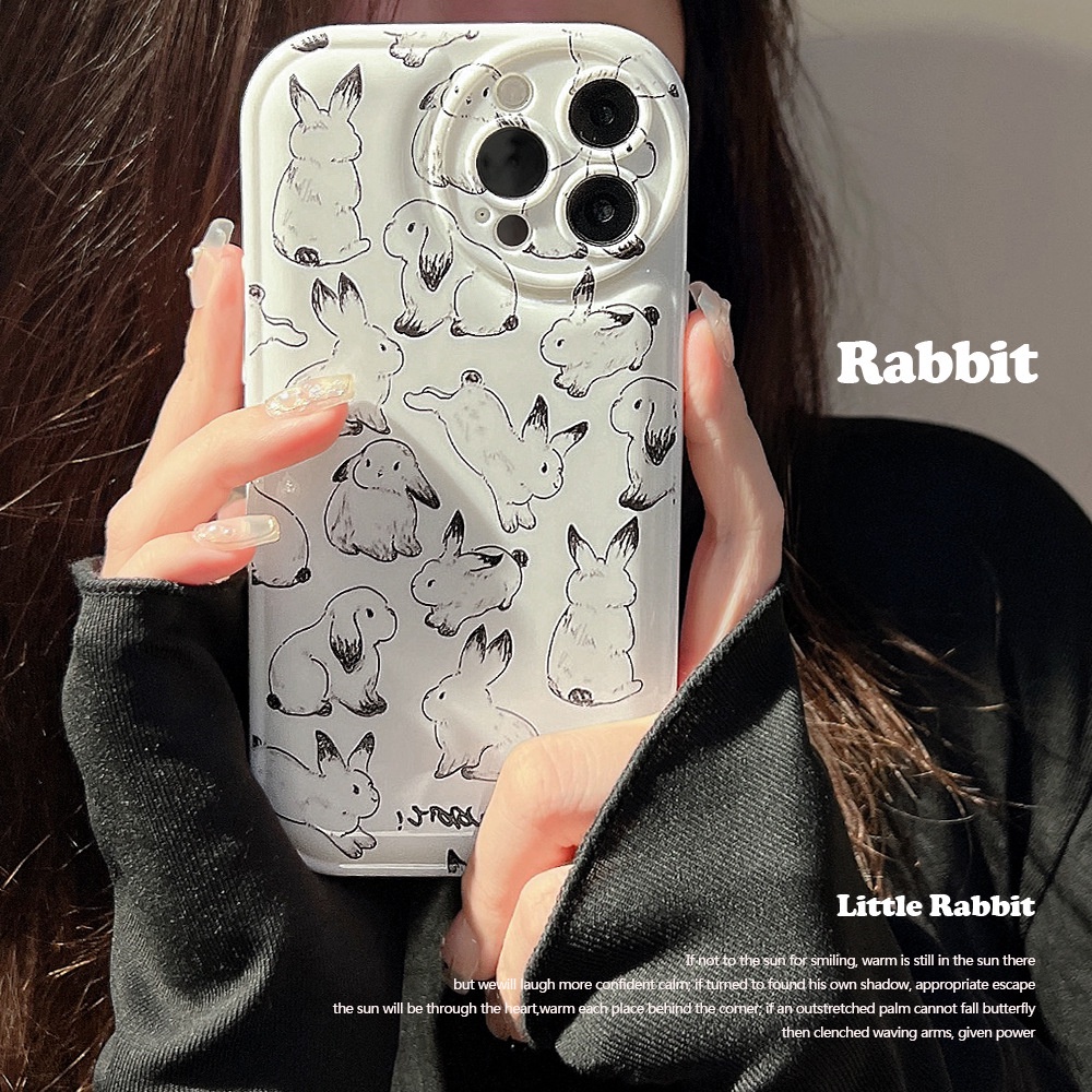 Ins Casing iPhone 14 14pro 14max 14prm 13 13pro 13prm 11 7Plus 8Plus Xr XS Max 12pro Max Motif Kelinci Shockproof