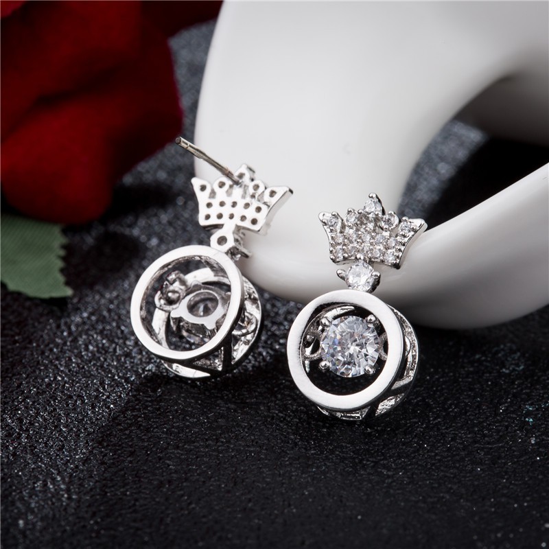 Anting Silver Perak S925 Wanita Fashion Murah AAS004 motif mahkota bulat cocok pesta