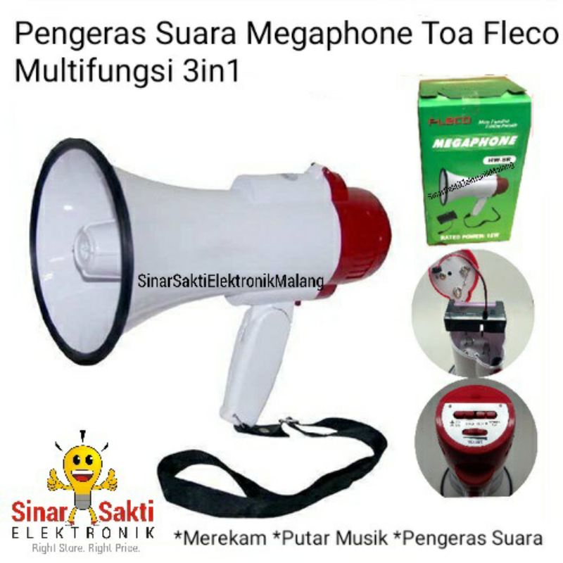 Pengeras Suara Megaphone Toa Fleco Murah Multifungsi Kecil Hw 8r Speaker Demo Alarm Rekam Charge