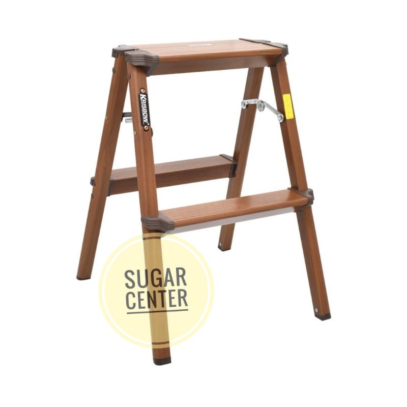 Krisbow Tangga Lipat Aluminium 2 Step Motif Kayu/Krisbow Tangga 2 Pijakan/Tangga 2 Step Aluminium