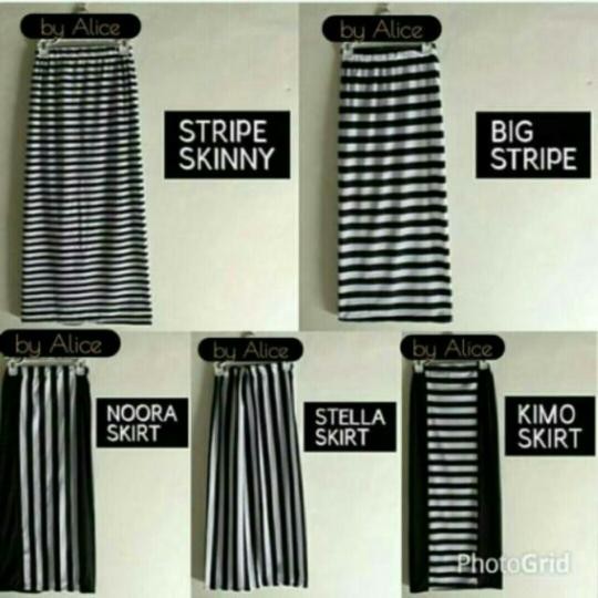 TERLARIS   Rok Span Garis Stripe Salur Hitam Putih Spandek Panjang (KBS)