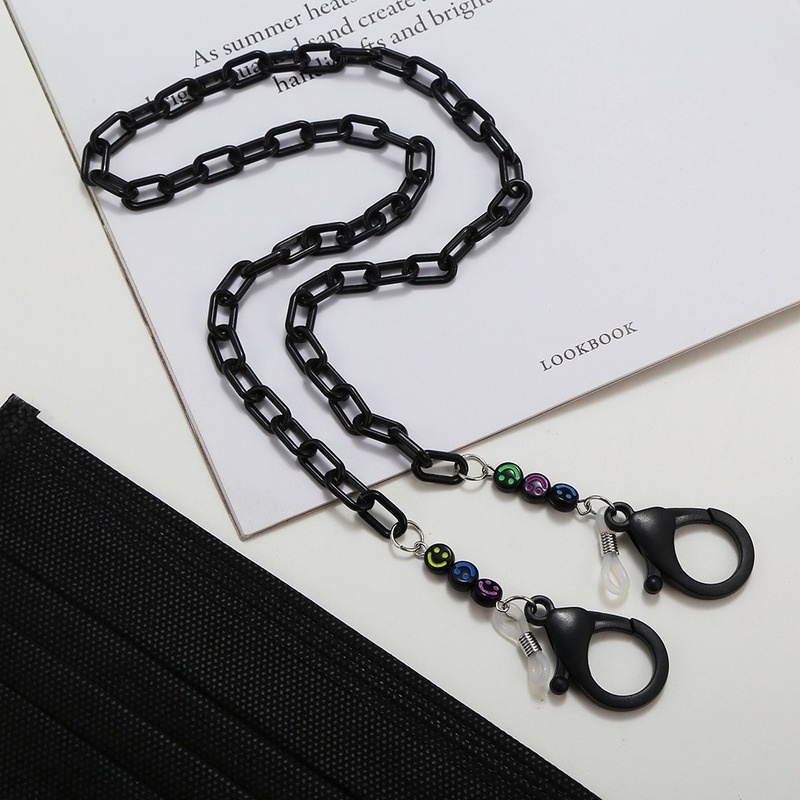 Tali Lanyard Masker Bahan Akrilik Warna Hitam Untuk Anak