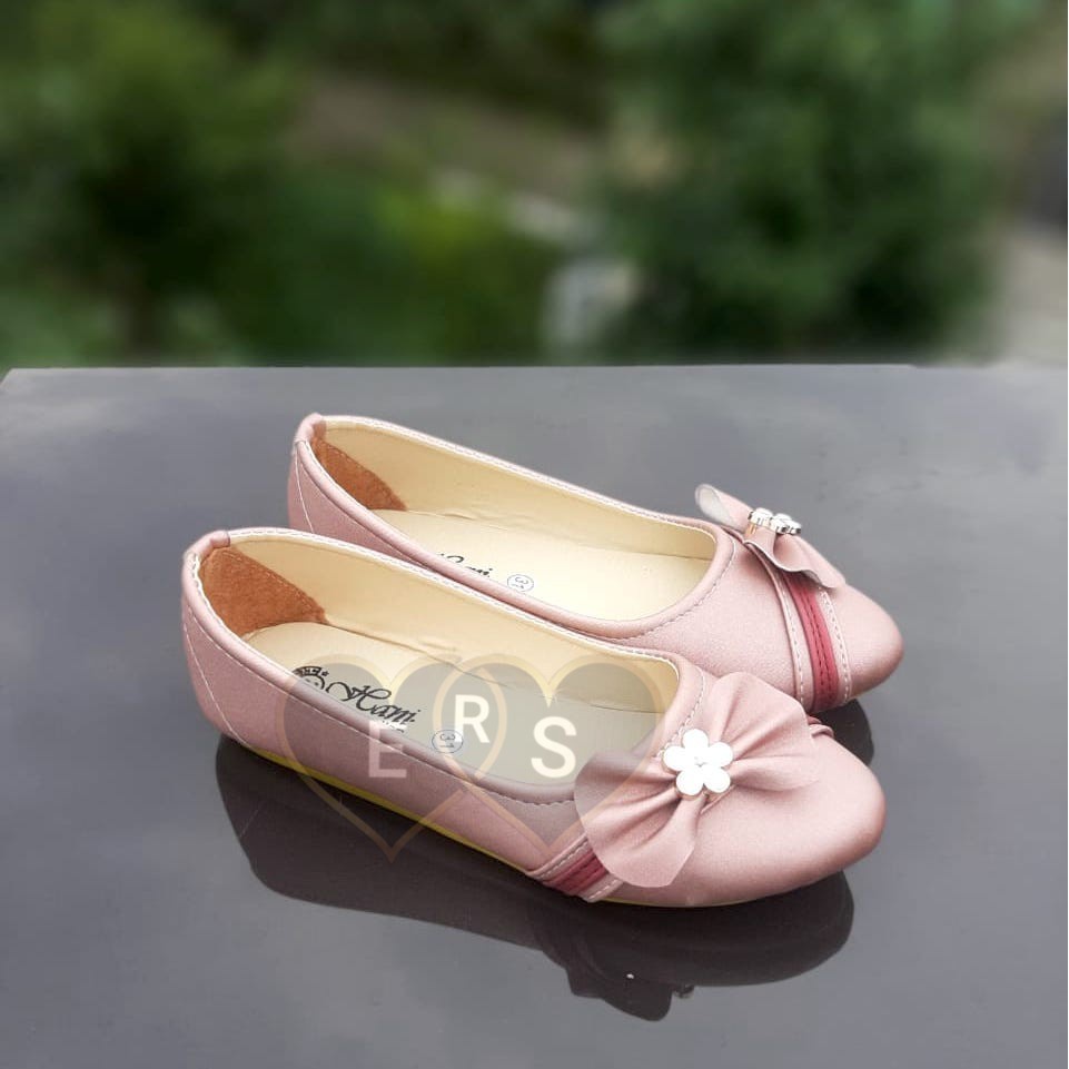 TOKOERS SBA02 Sepatu Balet, Flatshoes Anak Perempuan Umur 7 8 9 10 thn - Motif Pita with Bunga