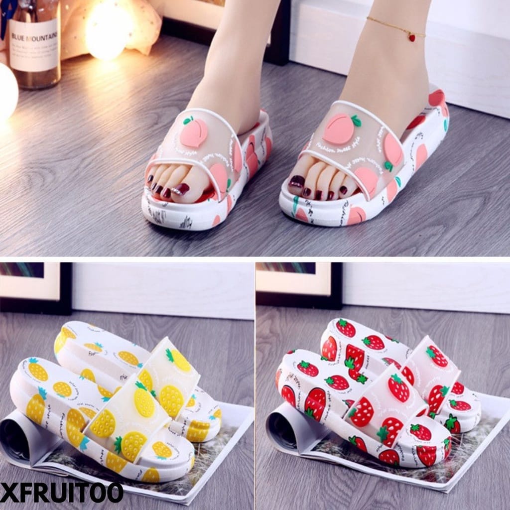 SANDAL WANITA GAYA KOREA KEKINIAN BAHAN RUBBER IMPOR ANTI SLIP FASHION FRUIT00