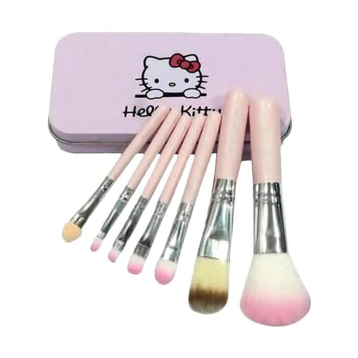 BRUSHSET MAKE UP BRUSH KUAS TABUNG HELLO KITTY 7in1 Makeup Kosmetik - HELLO KITTY BRUSH KIT ORIGINAL