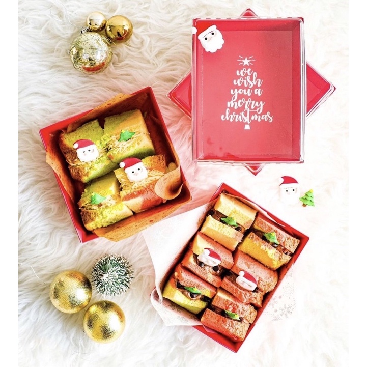 (MIN 5 pcs) tempat tray croffle, pastry, roti christmas tutup mika