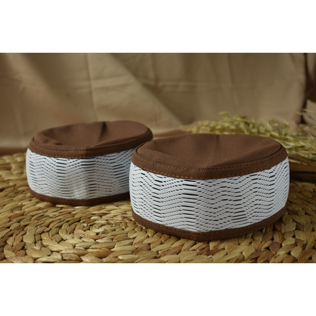PECI TALIBAN KOPIAH TALIBAN DEWASA MOTIF COKLAT PUTIH