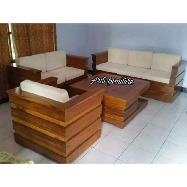 Meja Kursi tamu bok minimalis + sofa jati jepara