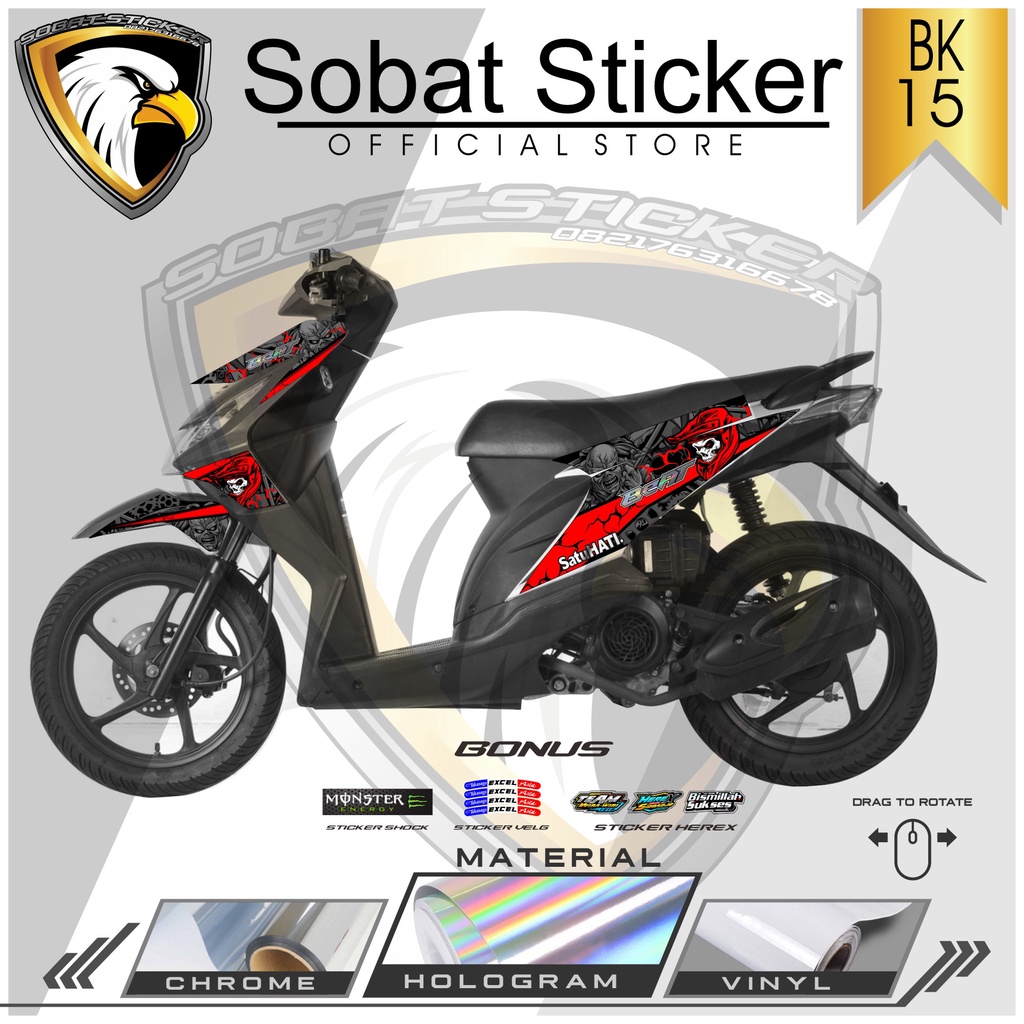 STRIPING BEAT KARBU 2008-2012  - STRIPING HOLOGRAM HONDA BEAT KARBU 2008-2012 TENGKORAK