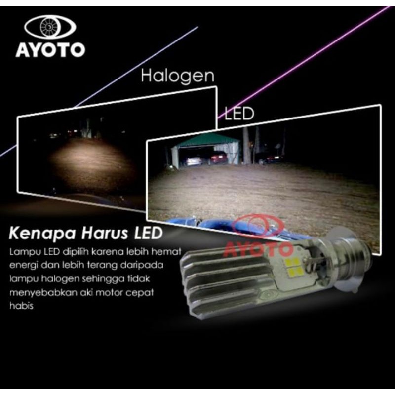 lampu led ayoto original  h6 utama motor laki DC putih 2 sisi headlamp
