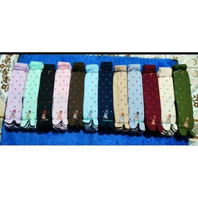 Kaos Kaki Jempol Wanita Muslimah Motif Sarangheo (Tapak Hitam, Nylon Spandex Size L, Panjang, Murah)