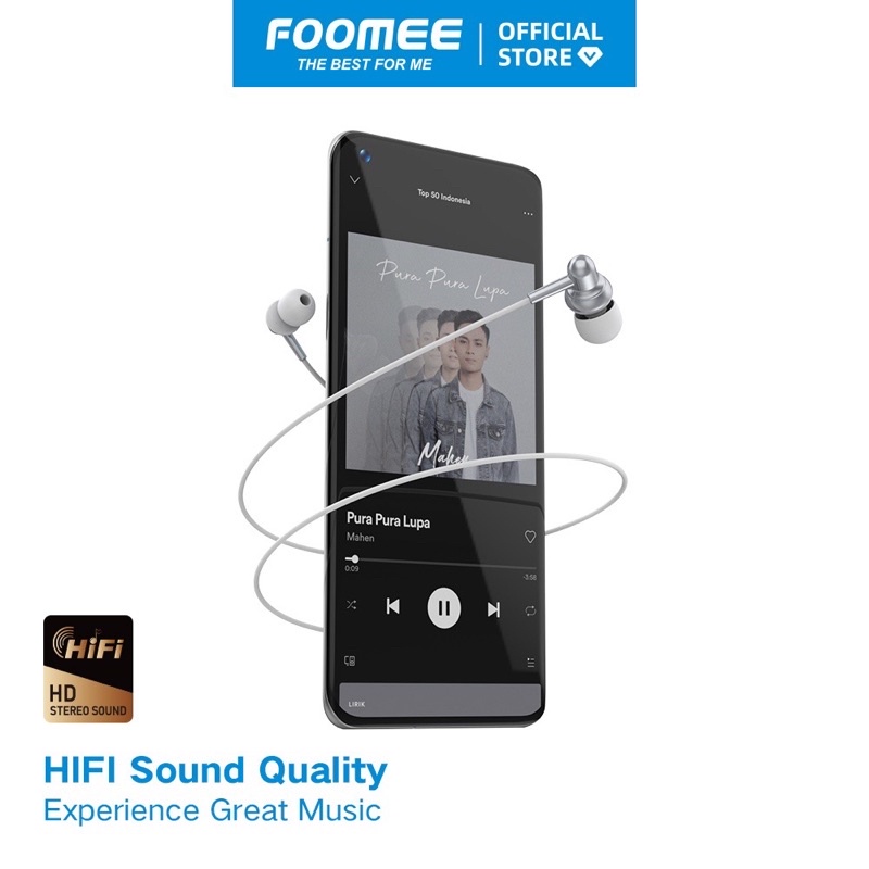 (FOOMEE) Wired Headset Hifi Sound Quality Earphone Bass Stereo with Microphone