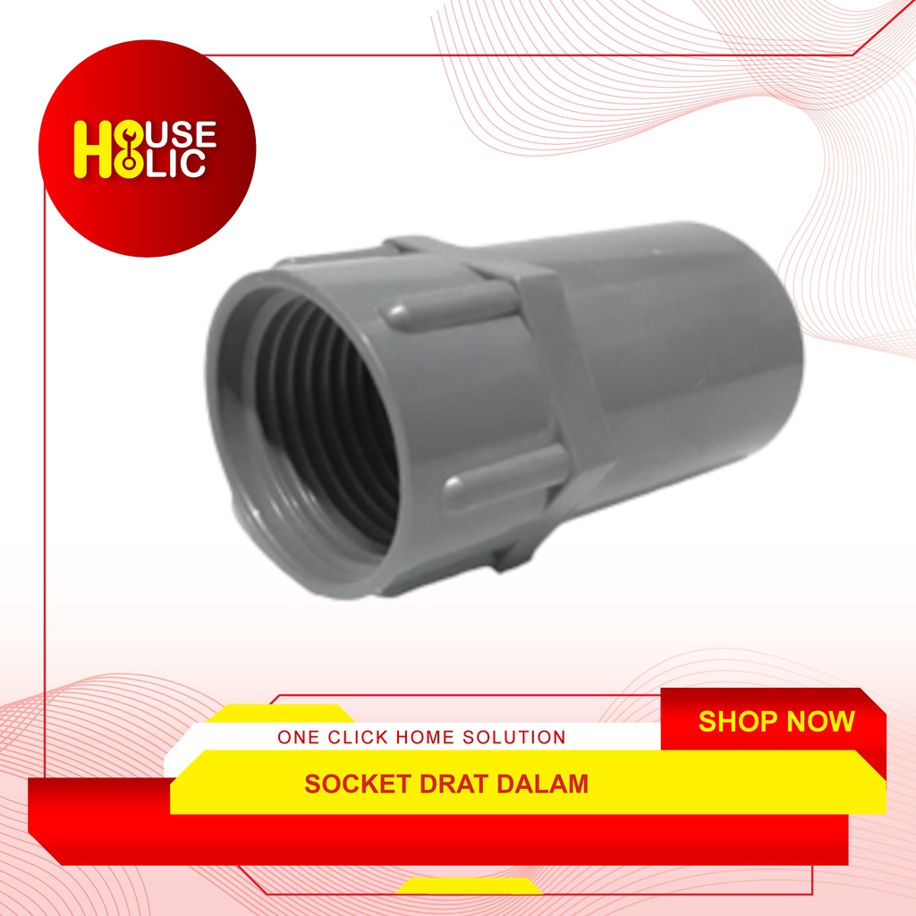 Sok Drat Dalam Pvc 1/2&quot; Inch / Fauset Socket Sock Fitting Keran Kran