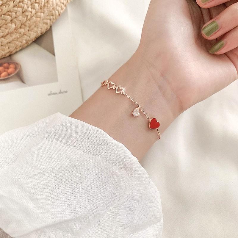 Gelang Kaki / Tangan Model Love Merah Dan Putih Rantai