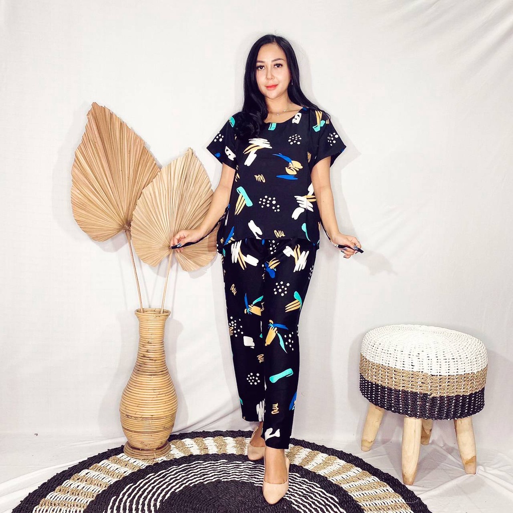 Babydoll Bali/Daster Bali-SET WORTEL HITAM