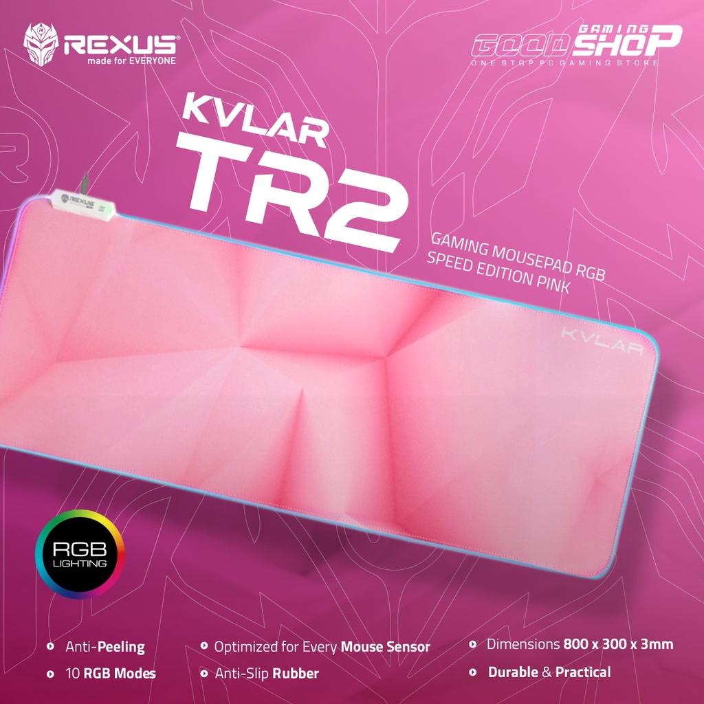 REXUS KVLAR TR2 MOUSEPAD GAMING RGB SPEED EDITION PINK