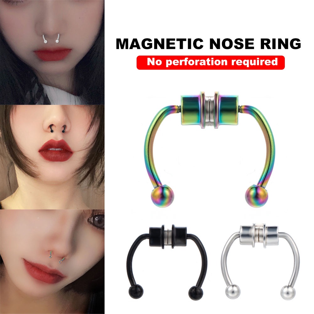 3 Pcs Klip Hidung Palsu Magnetik Bahan Stainless Steel Dapat Digunakan Kembali