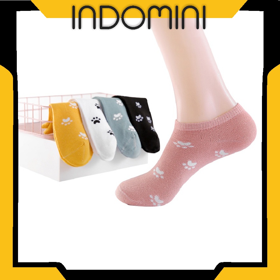 INDOMINI Kaos Kaki Wanita Motif Kaki Kucing Fashion Korea Women Sock Import Murah K018