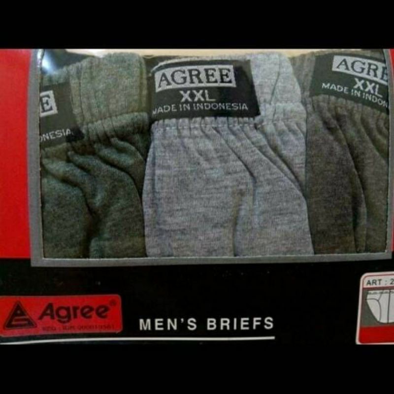 3 pcs celana dalam agree men's brief | cd pria dewasa bahan katun