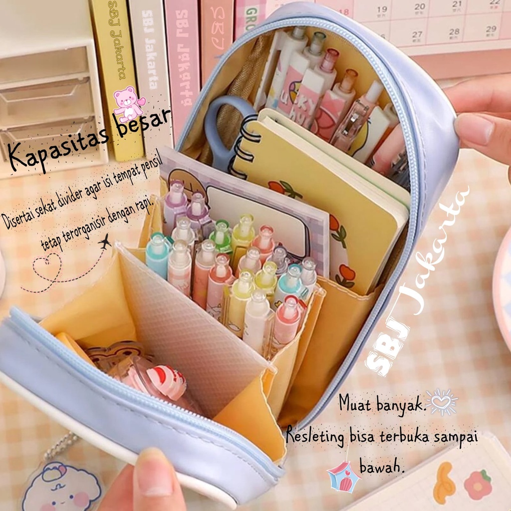 Tempat pensil anak perempuan cewek Pencil case besar waterproof Kawaii Kotak Pensil Japanese design