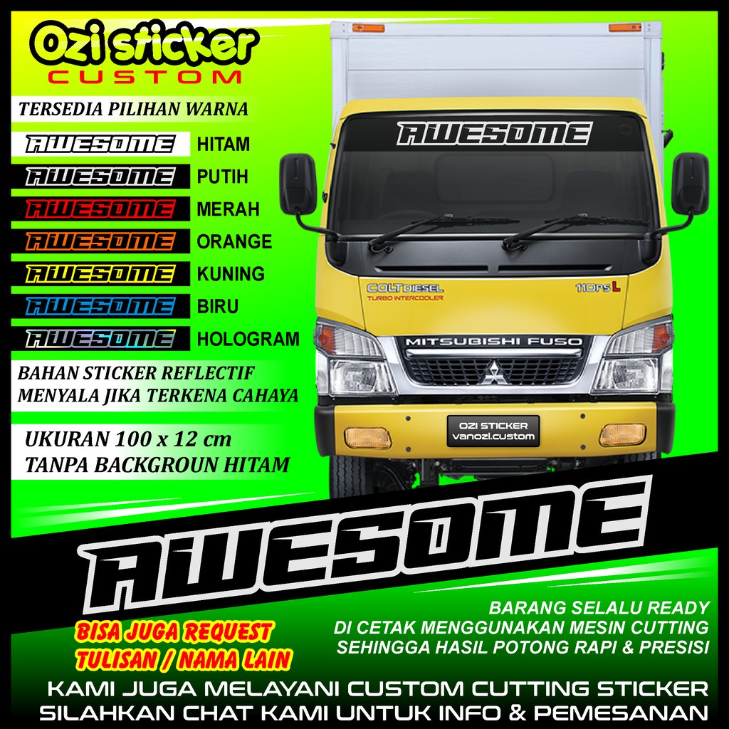 Sticker kaca Truck / Mobil, Sticker AWESOME