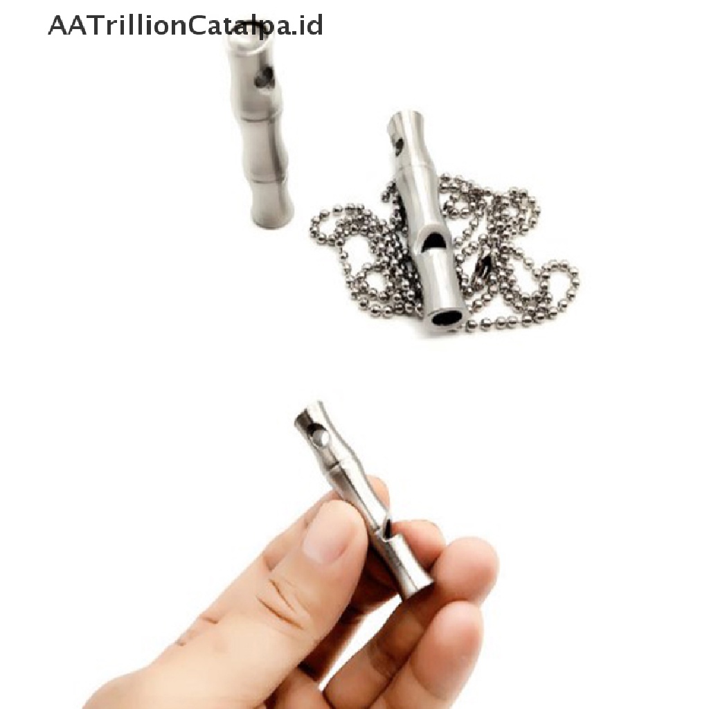 Aa Peluit Trillioncatalpa Bahan Stainless Steel Dengan Rantai Untuk Camping Outdoor