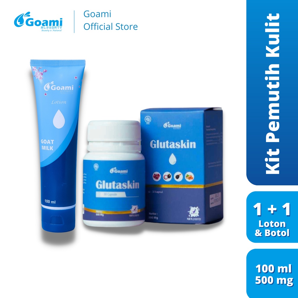 Goami Lotion dengan Glutaskin Pemutih Kulit luar dan dalam dengan Ekstrak Susu Kambing yang Efektif 