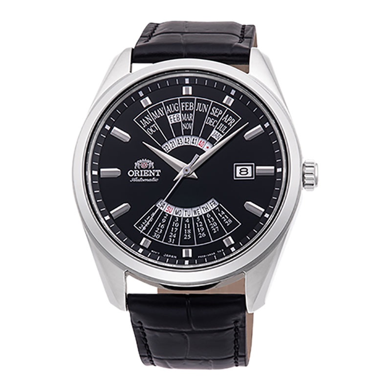 Jam Tangan Pria Orient Contemporary RA-BA0006B Multi Year Calendar Automatic Men Black Dial Black Le