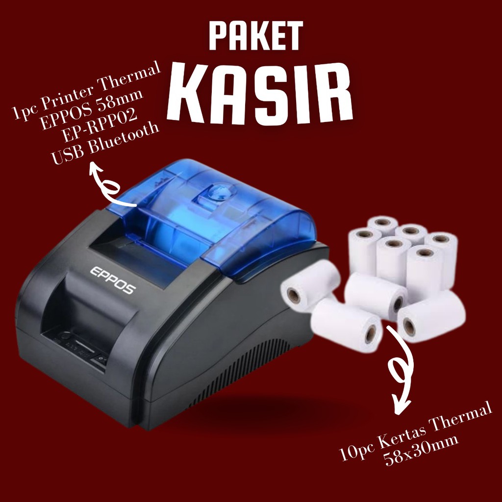 Paket Alat Kasir Printer RPP02 + 10Pc Kertas Thermal