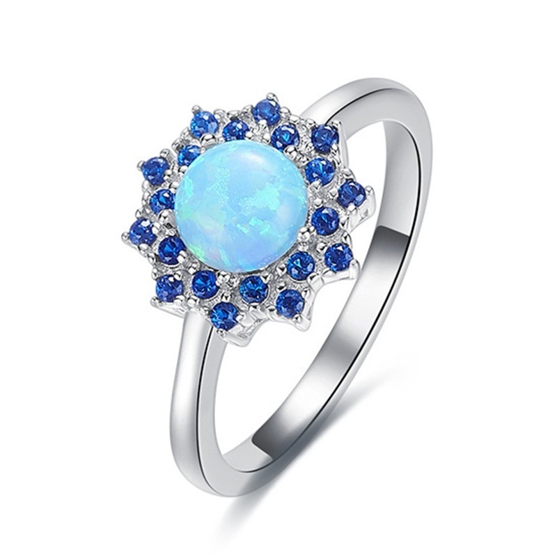 New European and American fashion sun flower opal diamond ring for women