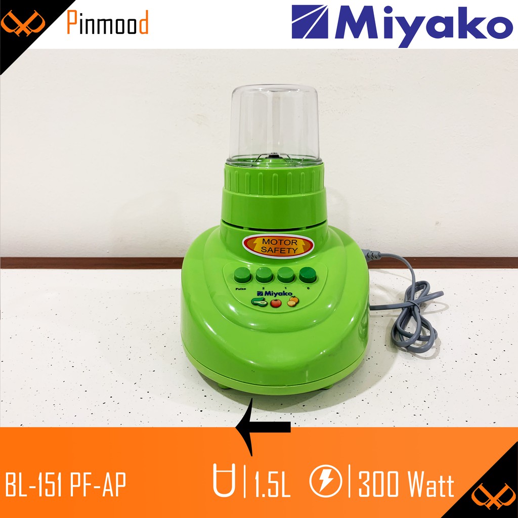 MIYAKO BLENDER BL-151 PF-AP [ 1,5 LITER ] PELUMAT 2 IN 1 PLASTIK ANTI PECAH ICE CRUSHER (GILING ES )