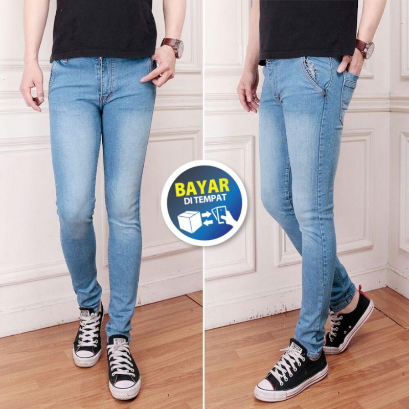 CELANA Jeans Pria Panjang Levis Skinny Slim Fit Panjang Melar/LESVARINGO