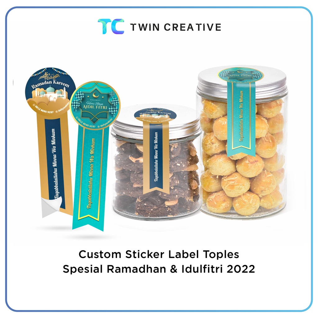 Custom Stiker Segel Toples Kue Lebaran Idul Fitri