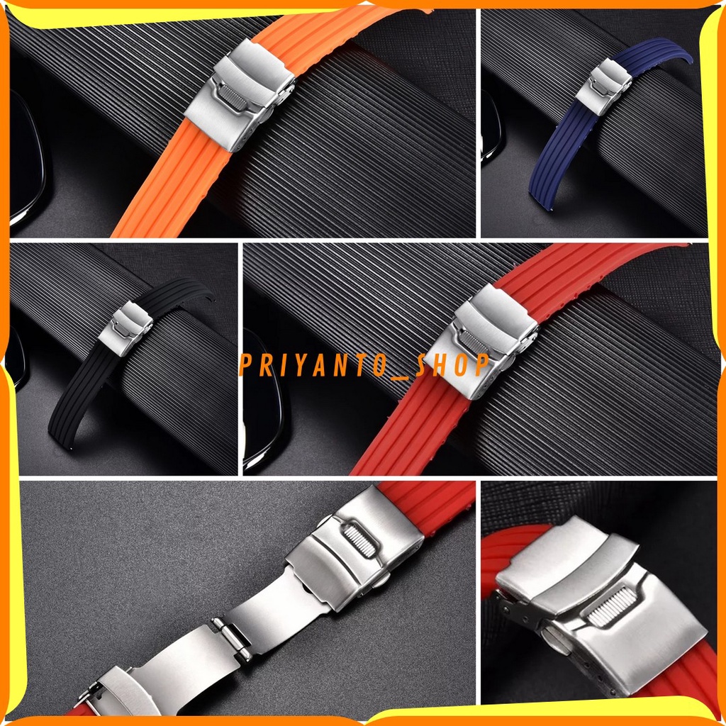 Tali Jam Tangan Rubber Strap Karet Silikon 20mm 22mm 24mm Warna