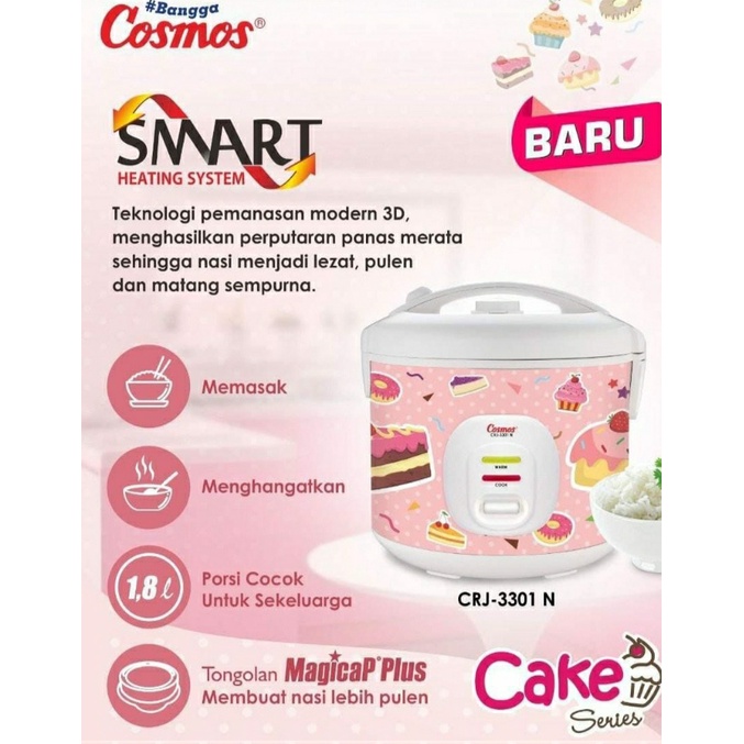 Cosmos Magic Com Rice Cooker 1.8 Ltr CRJ 3301N CRJ3301 N CRJ-3301 N Garansi