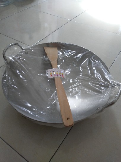 34cm Wok Kuali Wajan Pegangan 2 Stainless Steel / Double Handle Kupingan Free Spatula Kayu