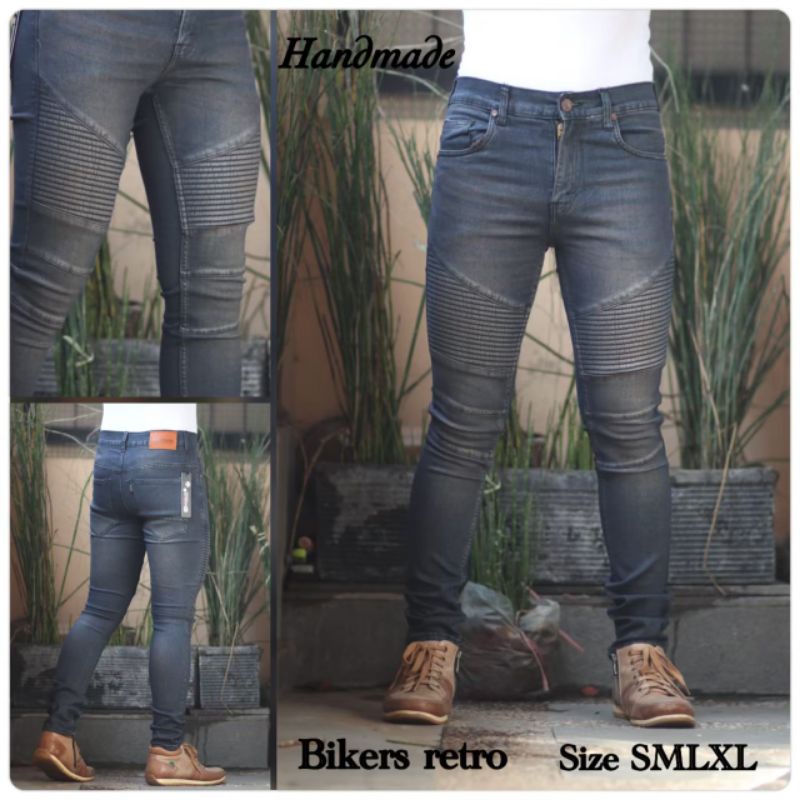 CELANA JEANS PRIA BIKER SOBEK RIPPED HITS MODEL BARU