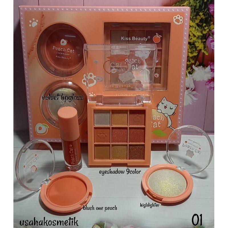 PROMO HOTT!!!  PAKET MAKEUP CANTIK KISS BEAUTY  PEACH CAT NO.87176-03