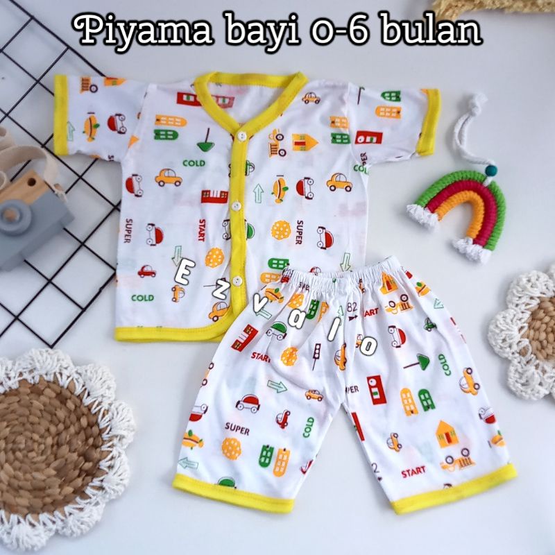 Ezvalo Set baju piayama bayi tangan pendek 0-6 bulan