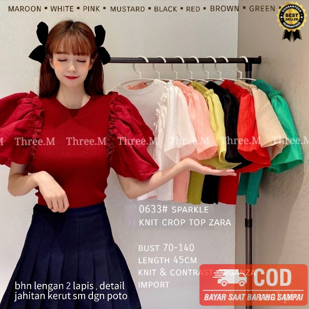 novi.olshop bluse wanita Zaraa Knit Crop Top