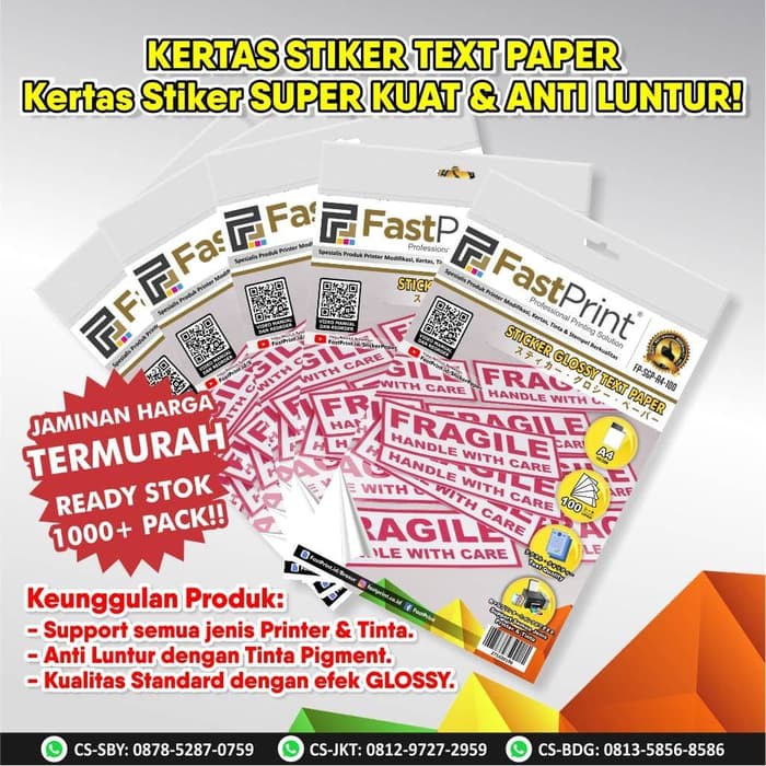 

Langsung Order Kertas Stiker Glossy Text Paper Fast Print A4 100 Gram 100 Lbr Terlaris