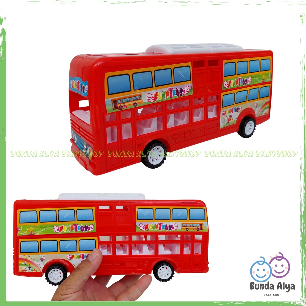 Mainan Anak Mobil Bus Tingkat Mainan Mobil Pull Back Mainan Edukasi Bus Tingkat Lucu Tanpa Baterai Mainan Mobil SNI