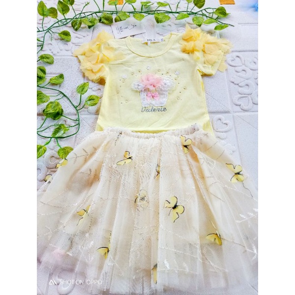 0-5TAHUN BAJU SETELAN ANAK PEREMPUAN ROK TUTU IMPORT KAOS FLOWER SETELAN ROK TUTU ANAK IMPORT PESTA